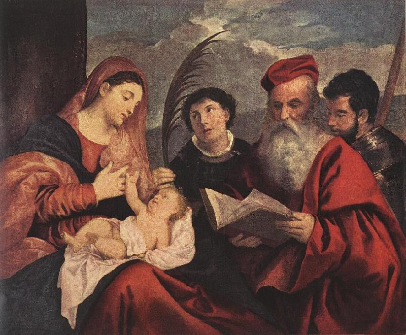 TIZIANO Vecellio Mary with the Child and Saints rt oil painting image